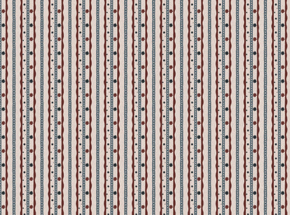 Rodeo stripe printed cotton, linen union fabric in Red And Blue