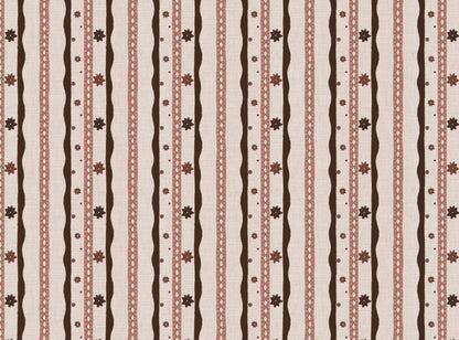 Rodeo stripe printed cotton, linen union fabric in cocoa