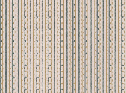 Rodeo stripe printed cotton, linen union fabric in Yellow and Blue