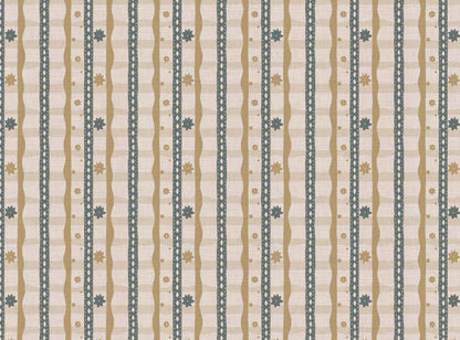 Rodeo check printed cotton, linen union fabric in Yellow and Blue
