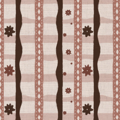 Rodeo check printed cotton, linen union fabric in Cocoa