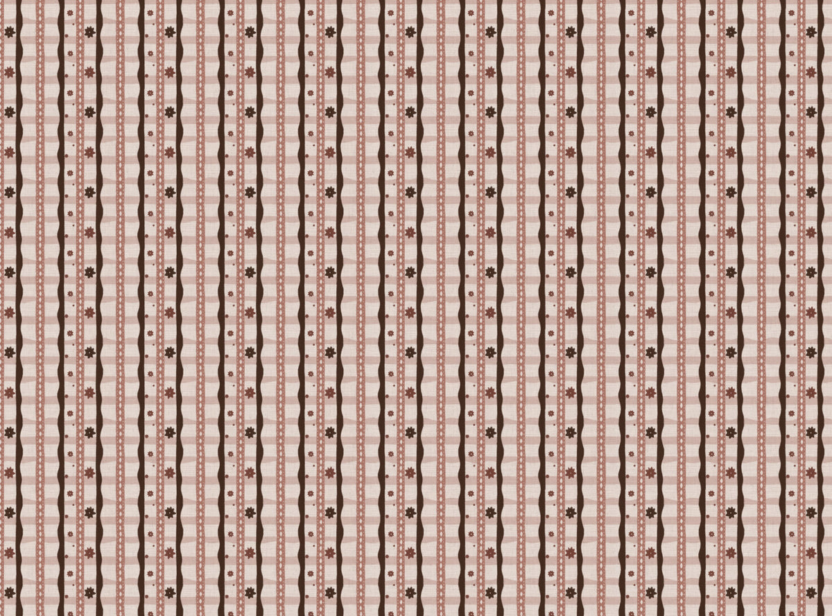 Rodeo check printed cotton, linen union fabric in Cocoa