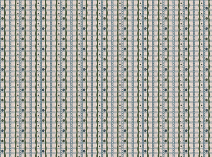 Rodeo check printed cotton, linen union fabric in Blue and Green