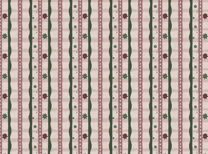 Rodeo check printed cotton, linen union fabric in Pink and Green